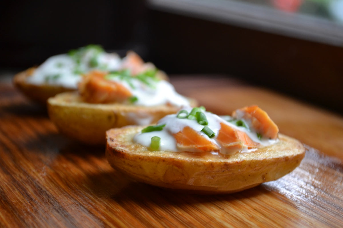 Roasted Potato Canapés with SeaChange Smoked Salmon