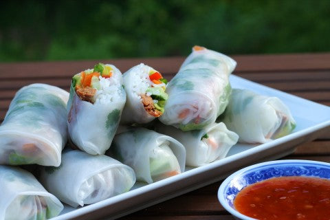 Candied Salmon Salad Rolls