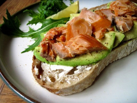 Red, White and Green: Smoked Salmon, Avocado, and Cream Cheese Tartine