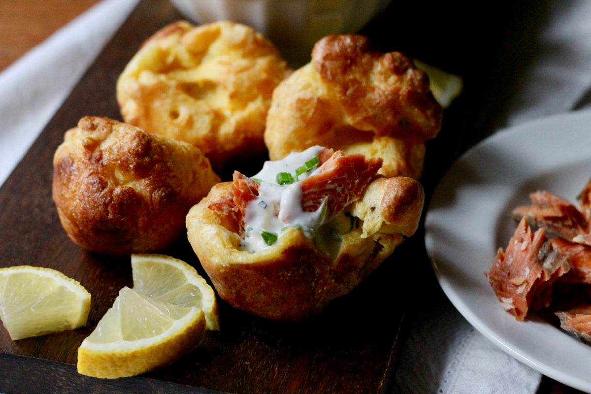 Mini Yorkshire Puddings with SeaChange Smoked Salmon & Lemon-Horseradish Cream