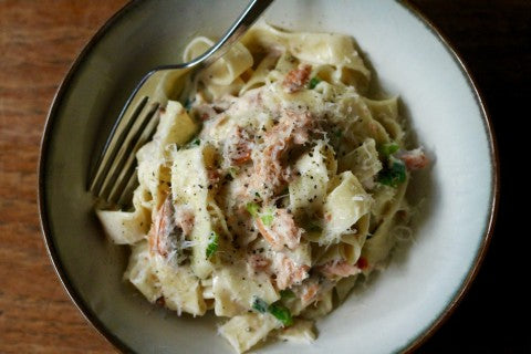 Fettuccine Alfredo with Smoked Sockeye Salmon