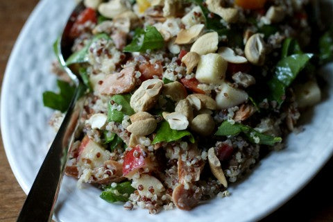 Quinoa Salad with Ice Wine Glazed Salmon & Raspberry Champagne Vinaigrette