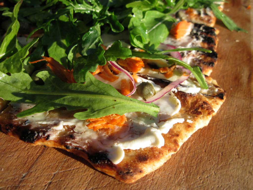 Grilled Pizza with Smoked Salmon